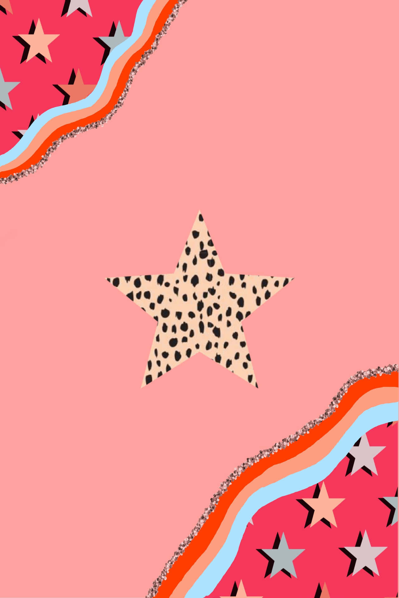 Preppy Pink Starsand Stripes Artwork Wallpaper