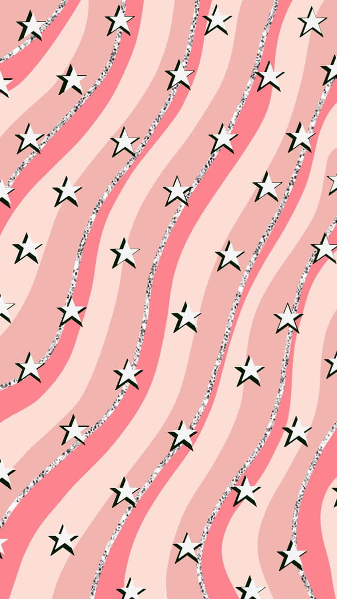 Preppy Pink Starsand Stripes Pattern Wallpaper