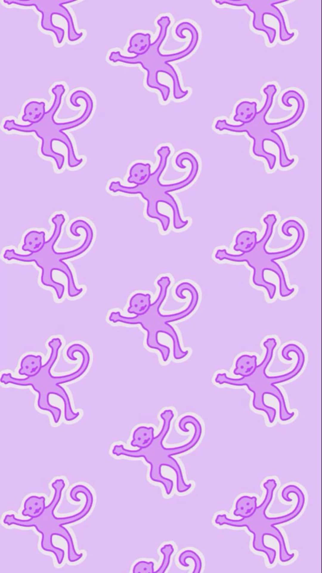 Preppy Purple Monkey Pattern Wallpaper