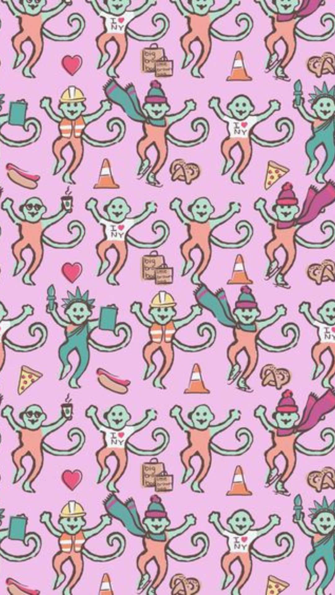 Preppy Roller Rabbit Monkey Pattern Wallpaper