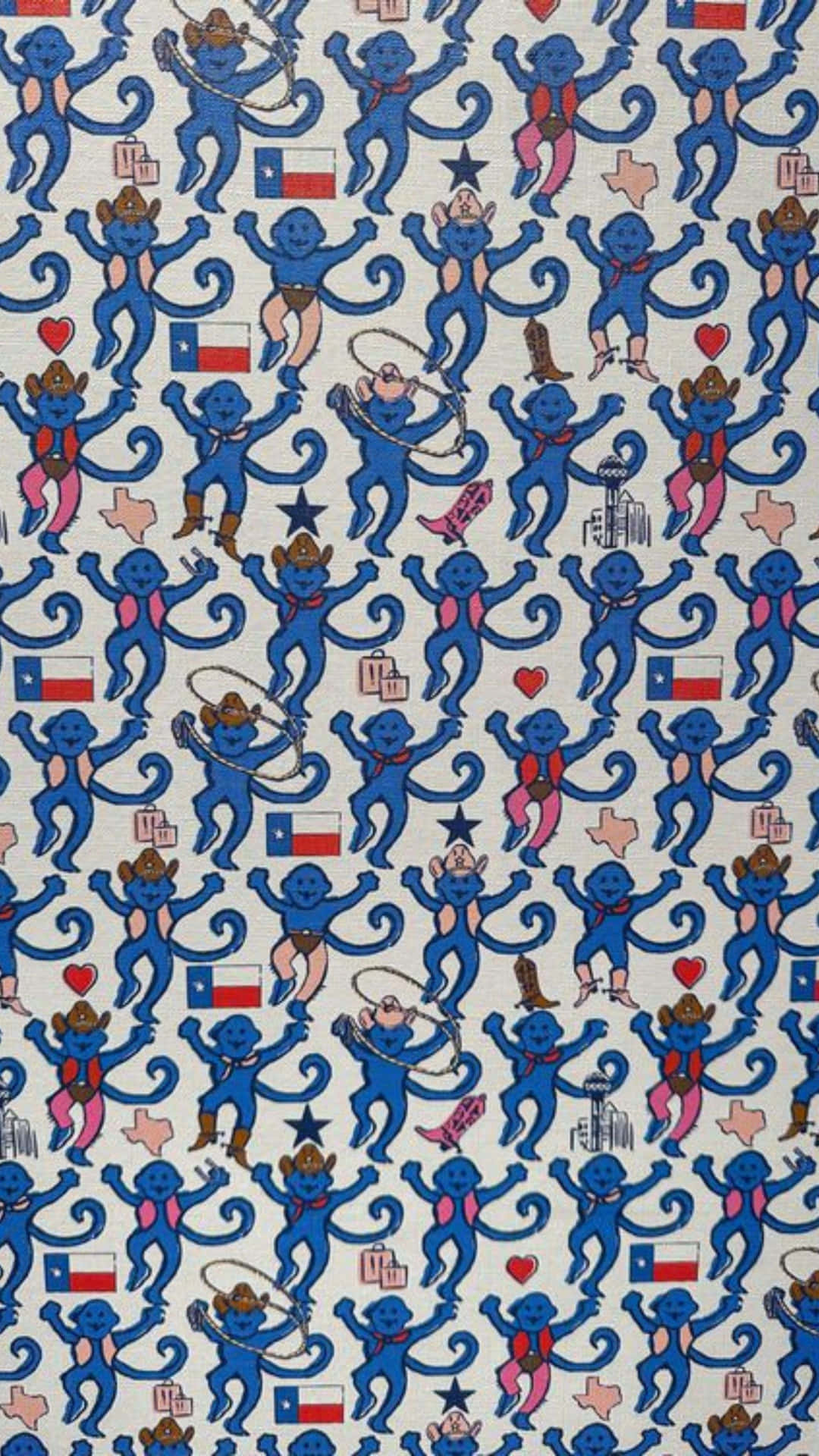 Preppy Roller Rabbit Monkey Pattern Wallpaper