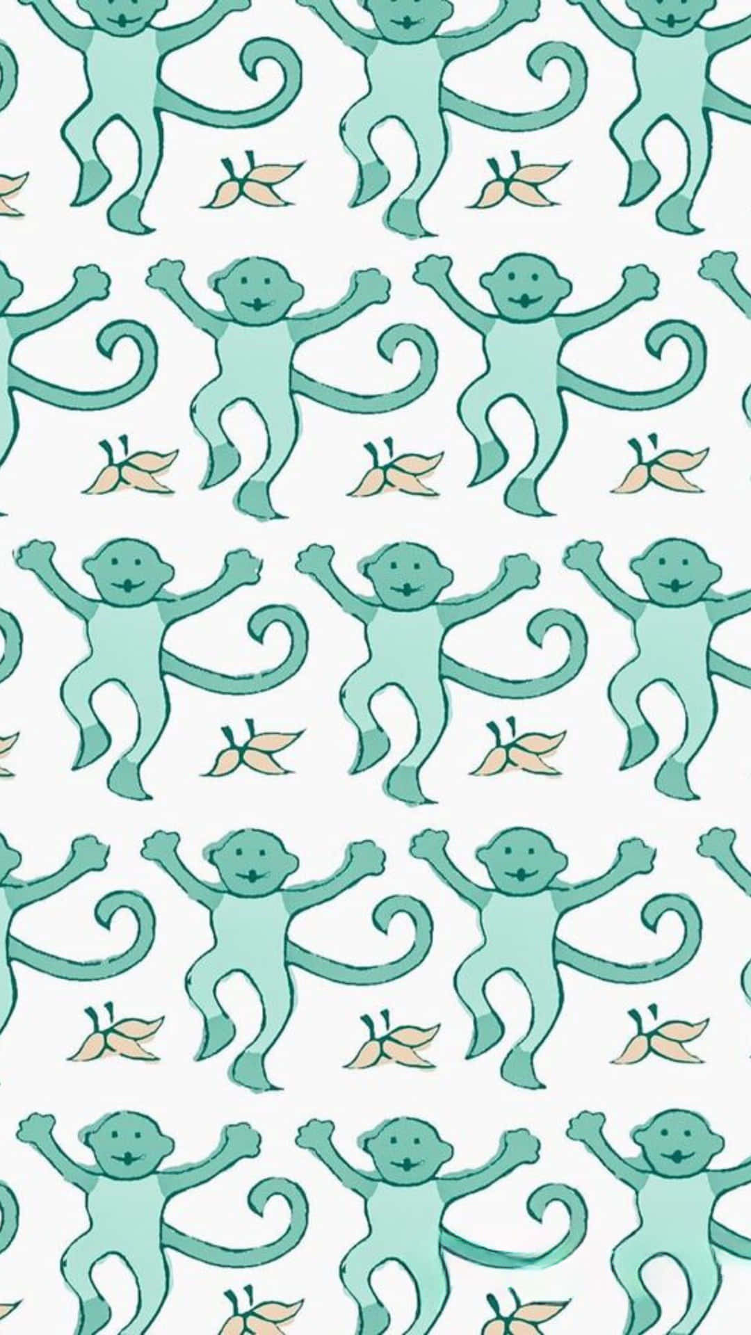 Preppy Roller Rabbit Monkey Pattern Wallpaper