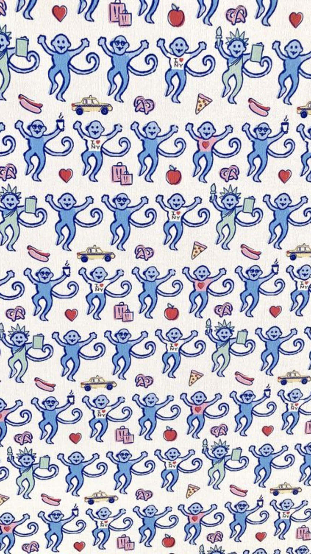 Preppy Roller Rabbit Monkey Pattern Wallpaper