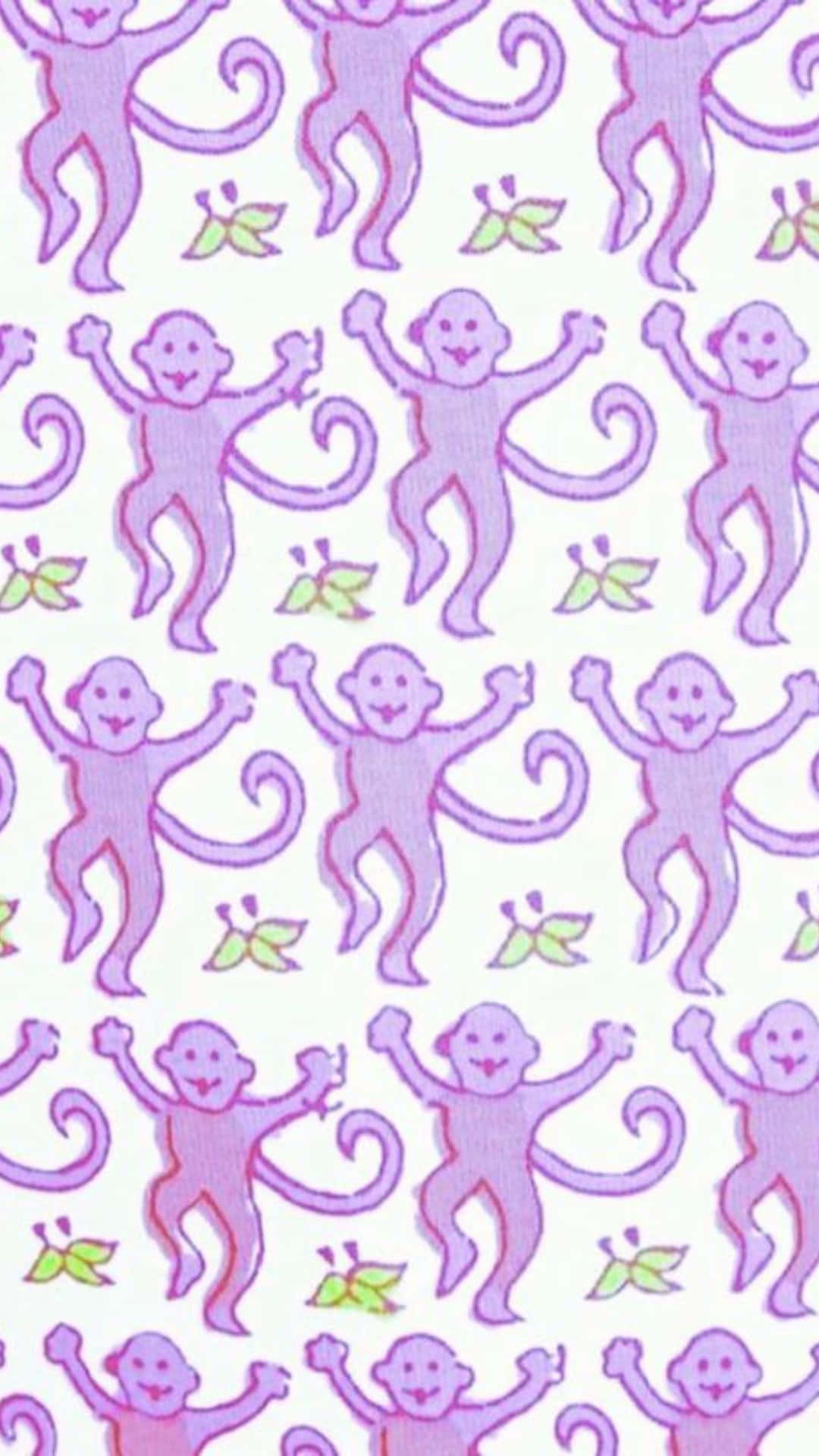 Preppy Roller Rabbit Monkey Pattern Wallpaper