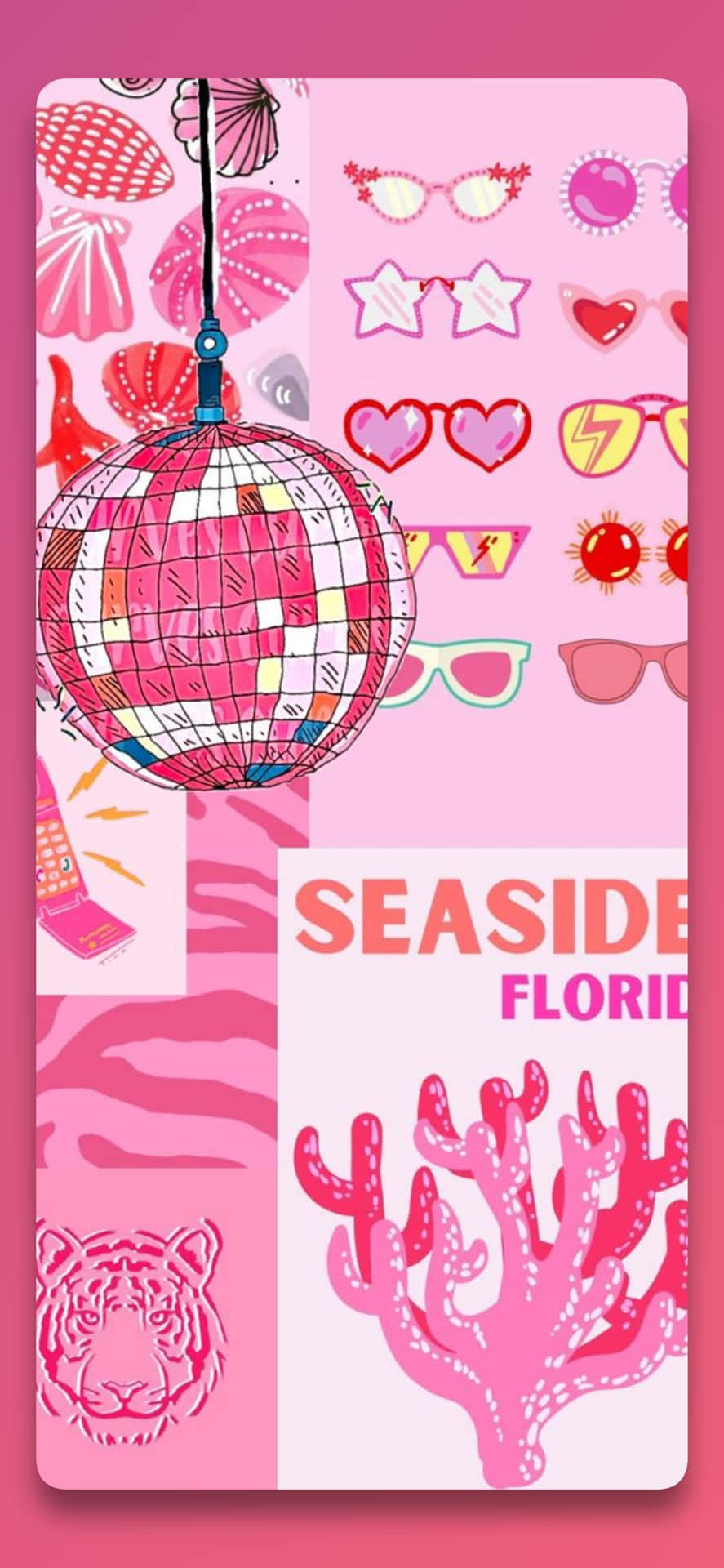 Preppy Zeebries Florida Esthetiek Collage Achtergrond