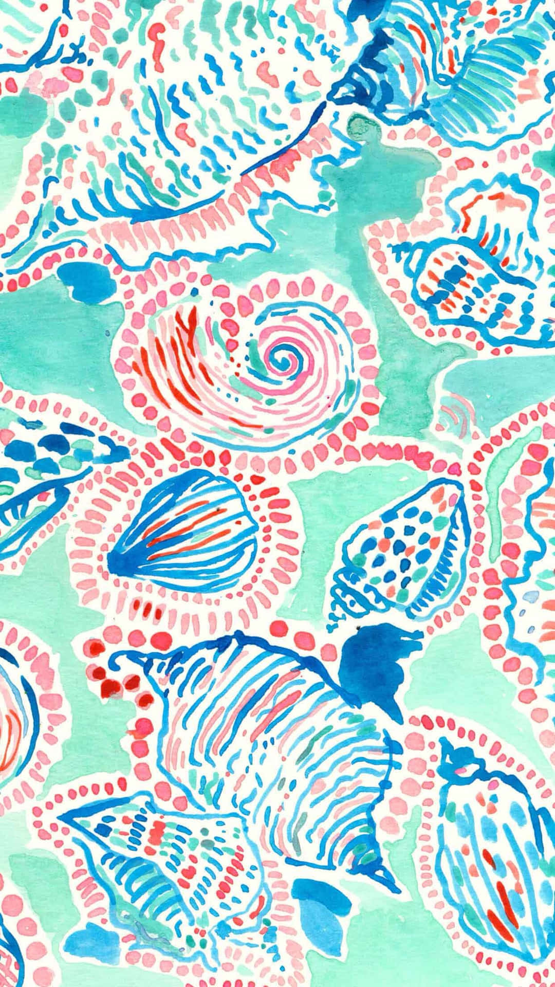 Preppy Shell Pattern Watercolor Wallpaper