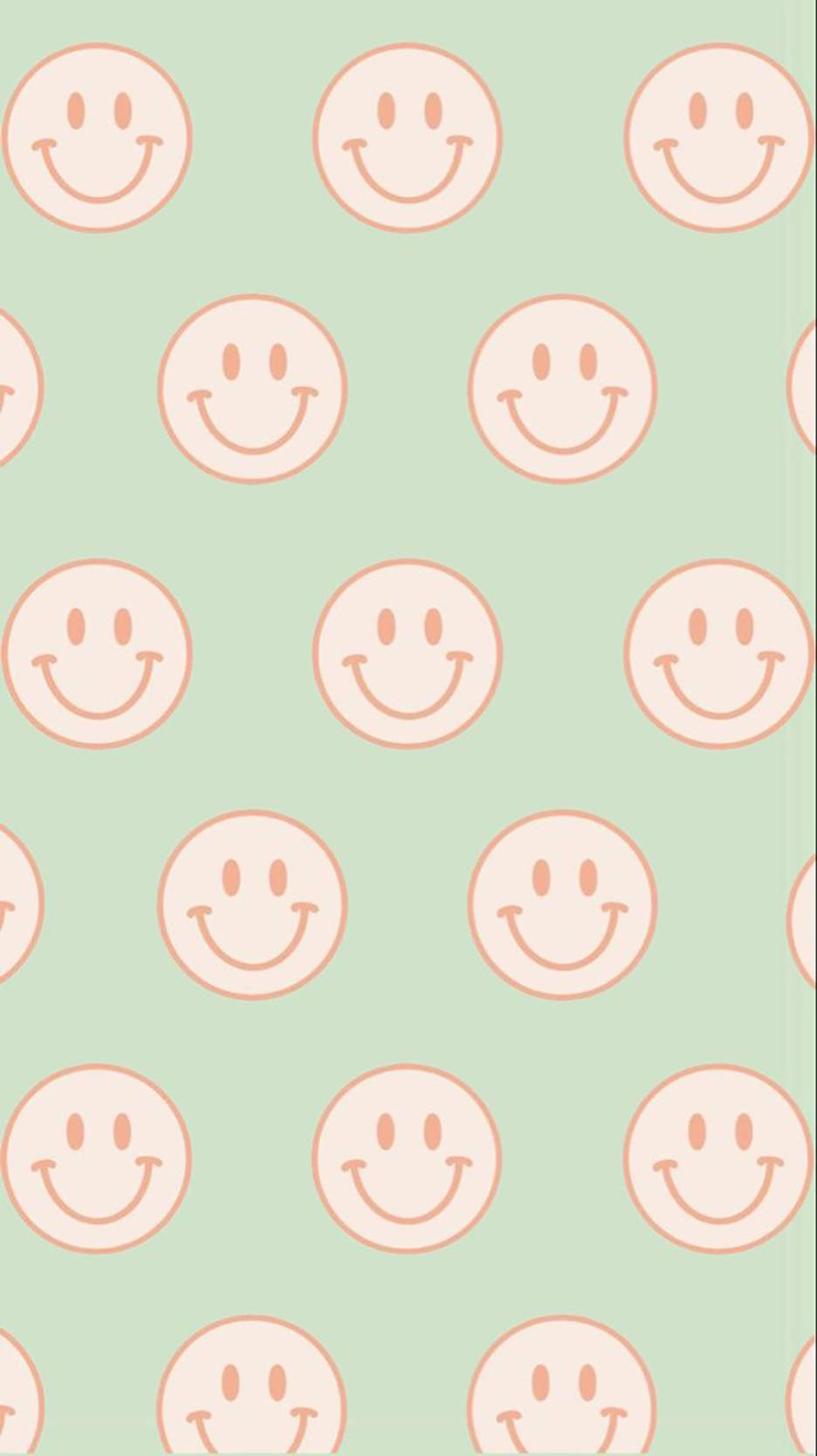 Preppy Smiley Ansigt Lys Grøn Mønster Wallpaper