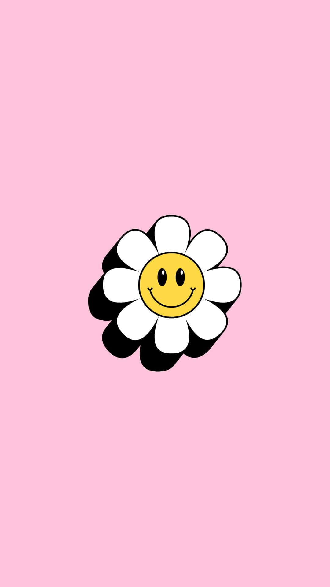 Download Preppy Smiley Daisy Pink Background Wallpaper | Wallpapers.com