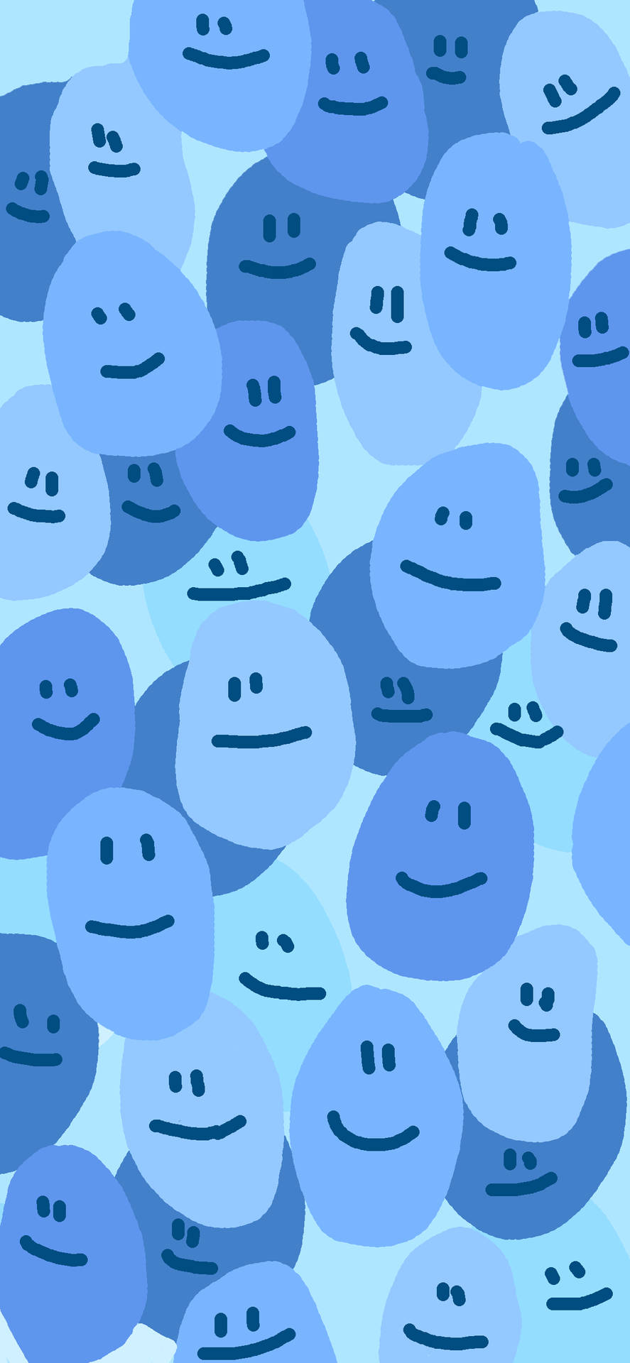 Preppy Smiley Face Blue Oblongs Wallpaper