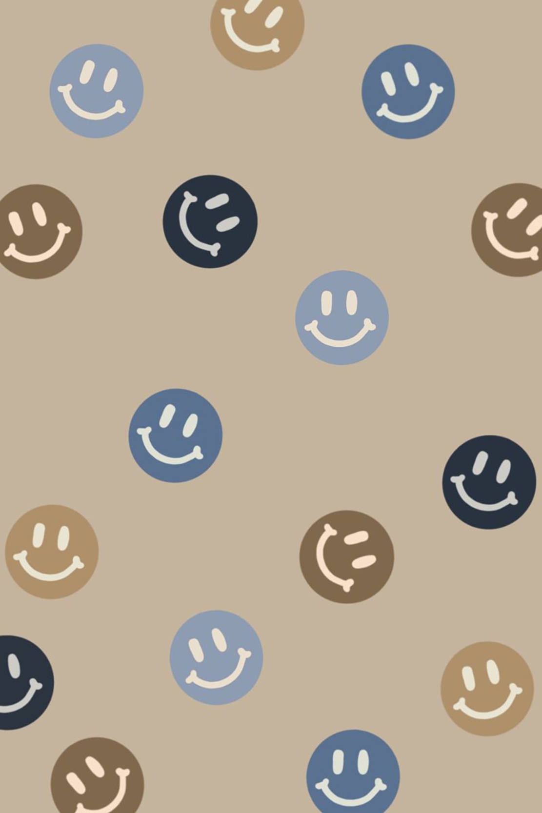 Preppy Smiley Face Brown Pattern Wallpaper
