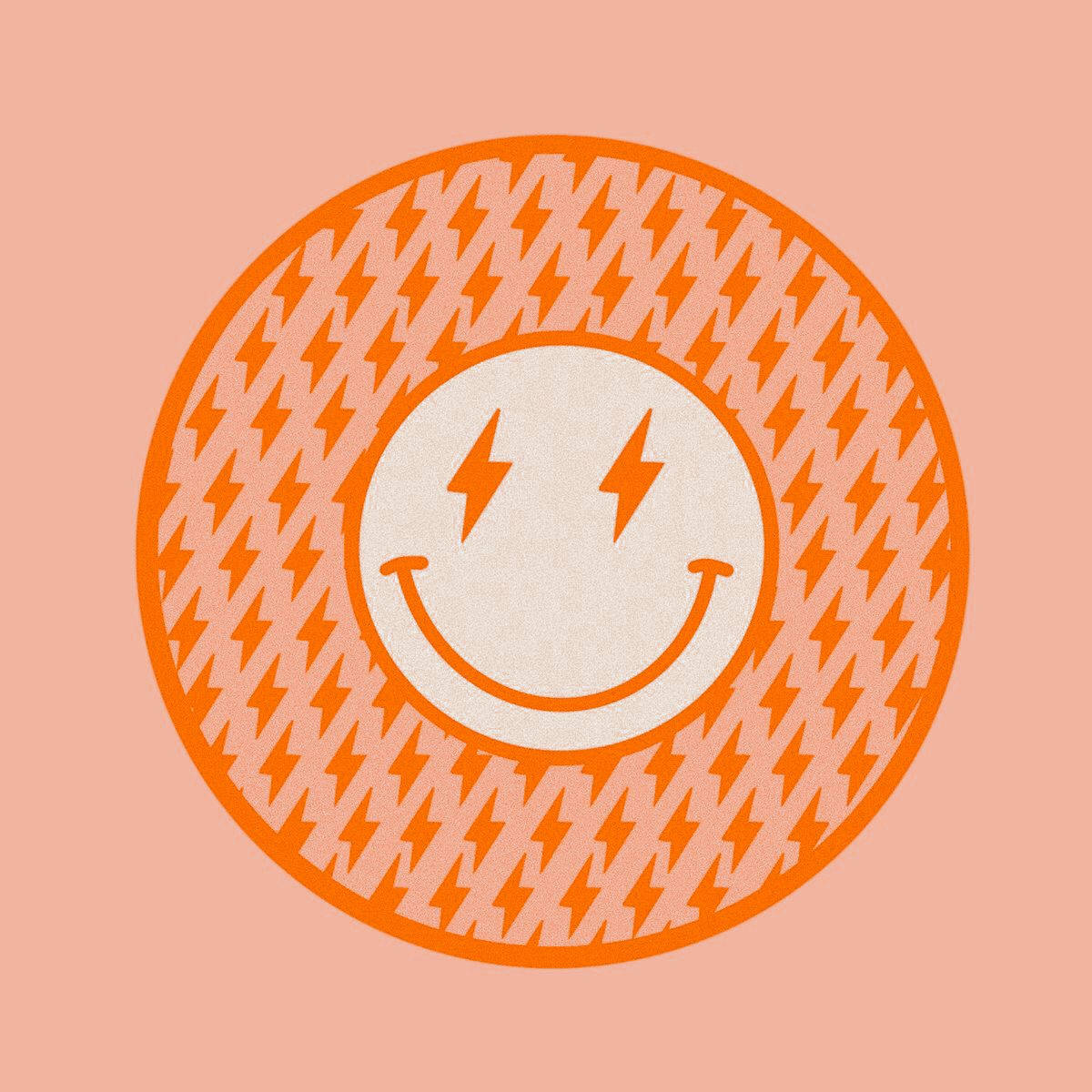 Preppy Smiley Face Orange Lightning Wallpaper