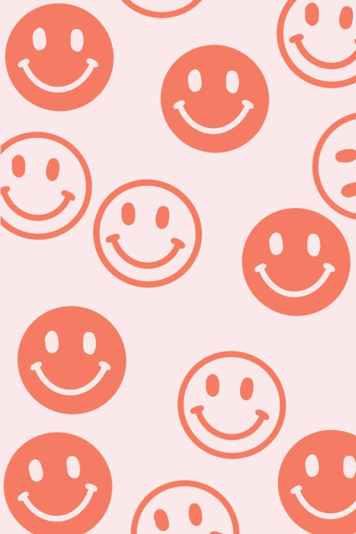 Preppy Smiley Face Orange Pattern Wallpaper