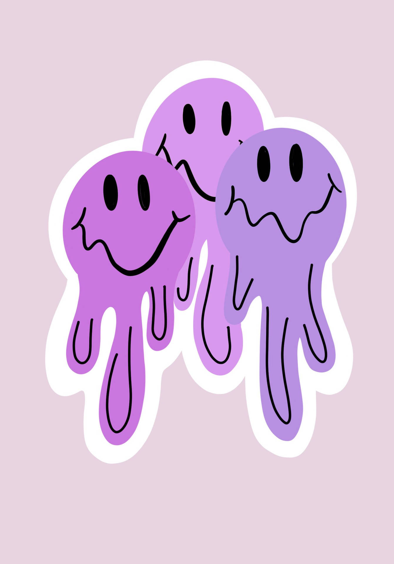 Preppy Smiley Face Pingando Violetas Papel de Parede