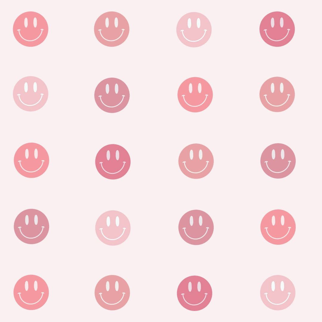Preppy Smiley Face Pink Pattern Wallpaper