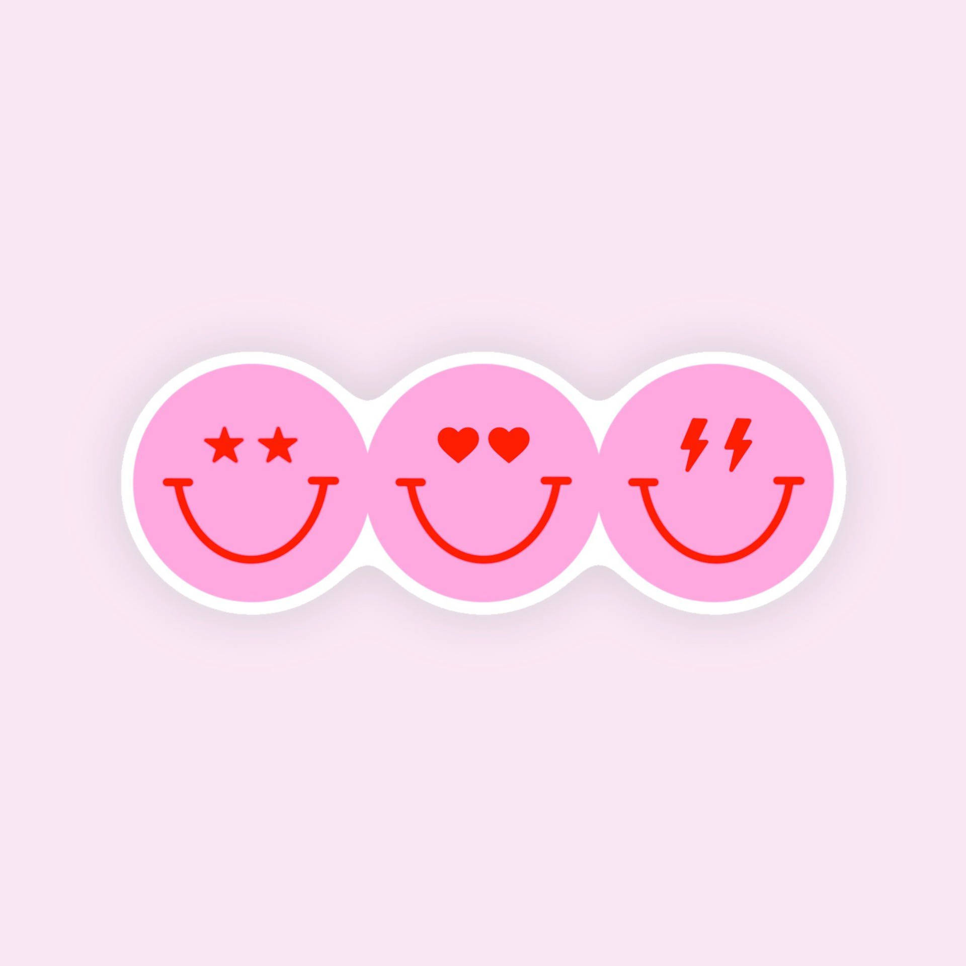 Preppy Smiley Face Pink Trio Wallpaper