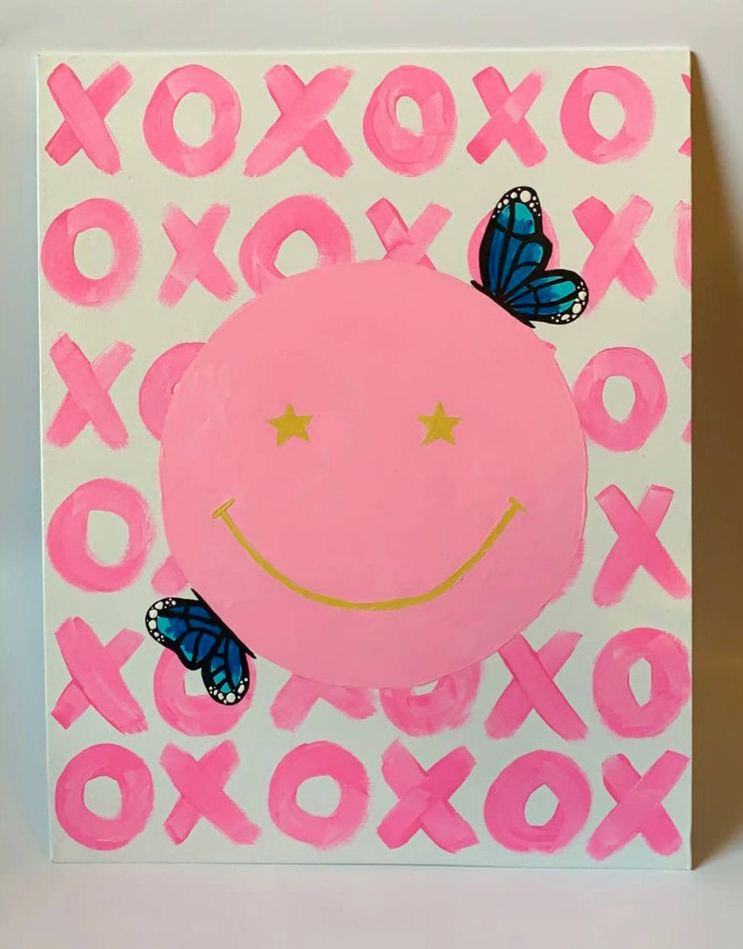 Preppy Smiley Face Rosa Xoxo Wallpaper