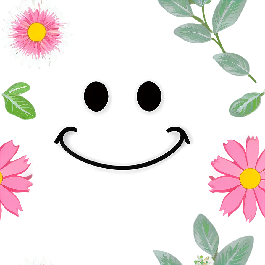 Preppy Smiley Face With Flowers Png 06202024 PNG