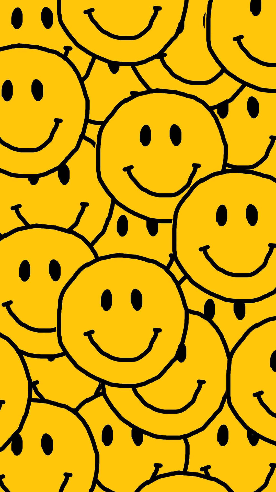 Preppy Smiley Face Yellow Pattern Wallpaper