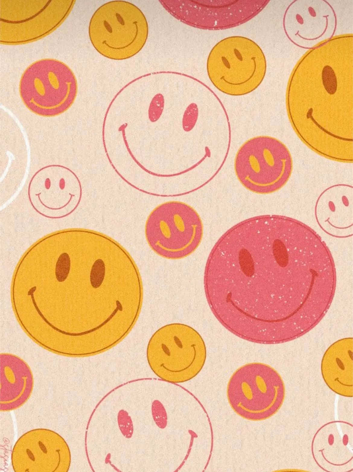 Preppy Smiley Pattern Aesthetic.jpg Wallpaper