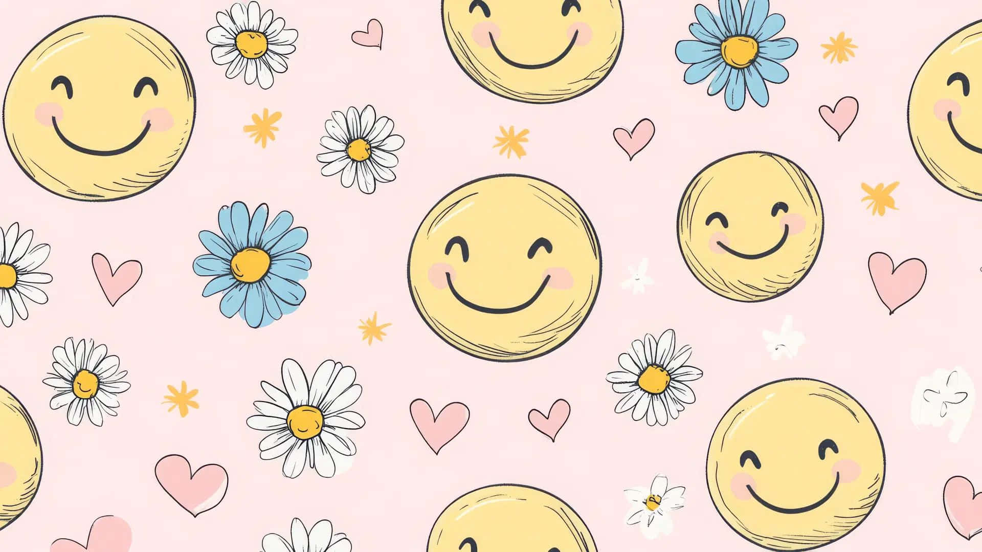 Preppy Smiley Pattern Aesthetic.jpg Wallpaper