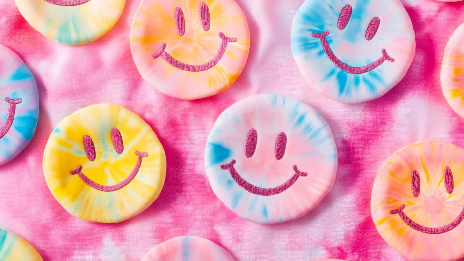 Preppy Smiley Tie Dye Pinson Pink Wallpaper