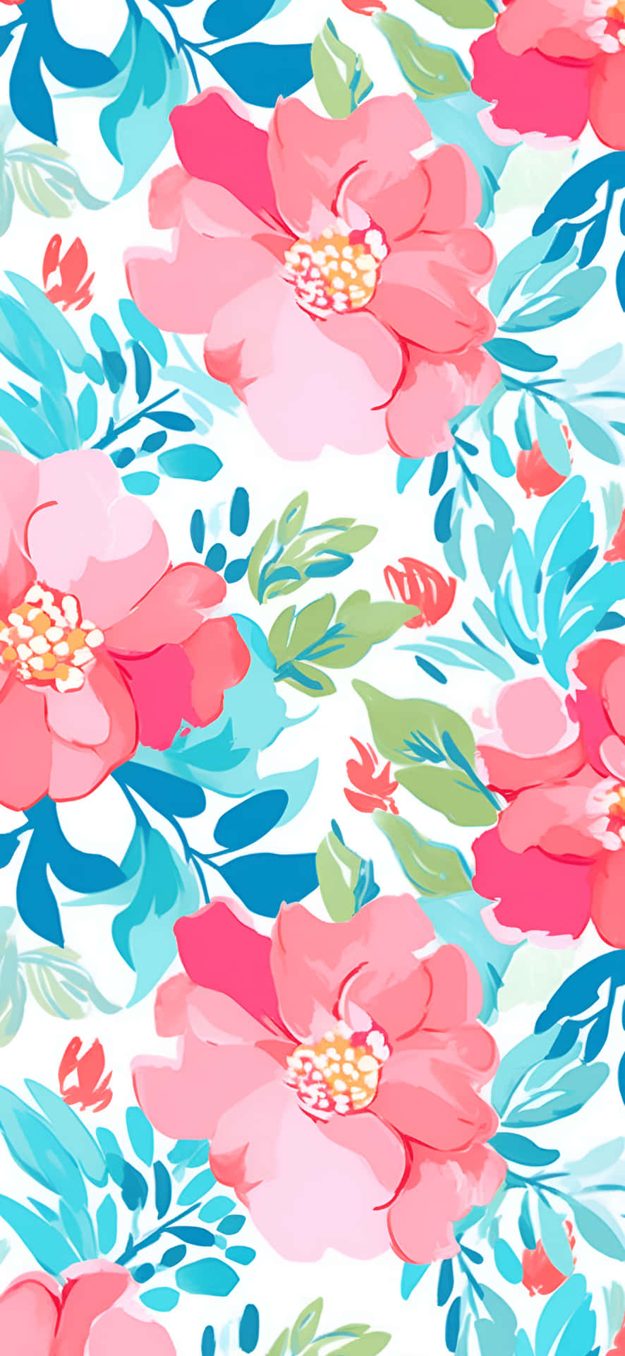 Preppy Spring Floral Pattern Wallpaper
