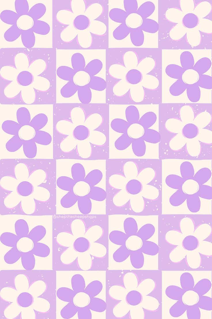 Preppy Spring Purple Flower Pattern Wallpaper