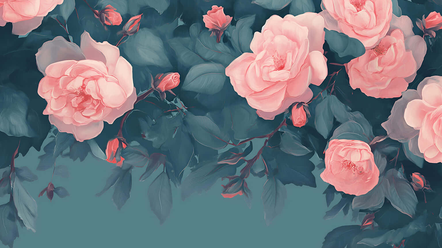 Preppy Spring Rose Pattern Wallpaper