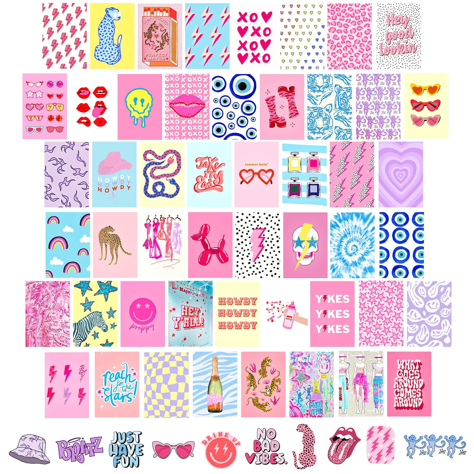 Preppy Sticker Collage_ Aesthetic Collection Wallpaper