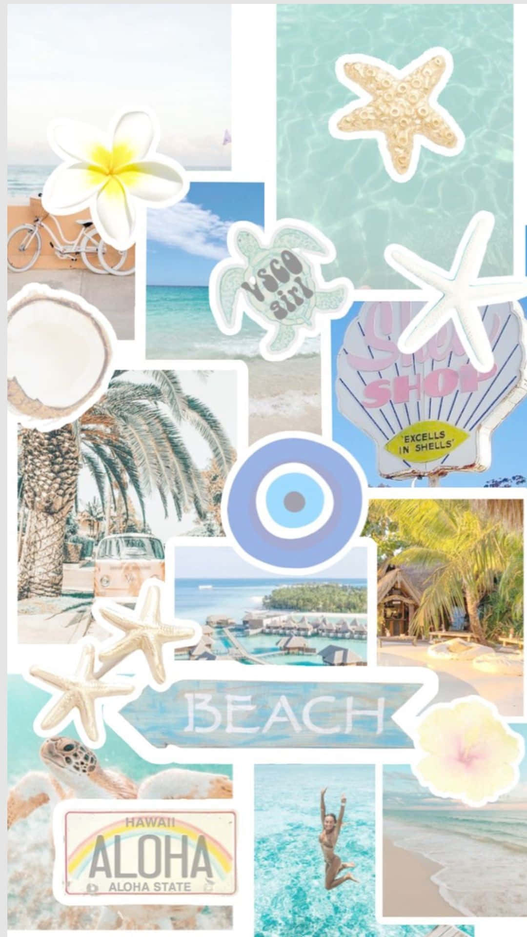 Preppy Summer Collage Wallpaper