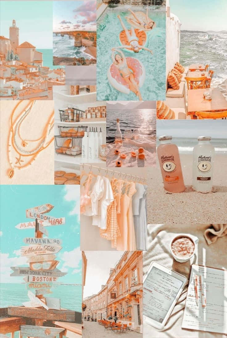 Preppy Summer Inspiration Collage Wallpaper