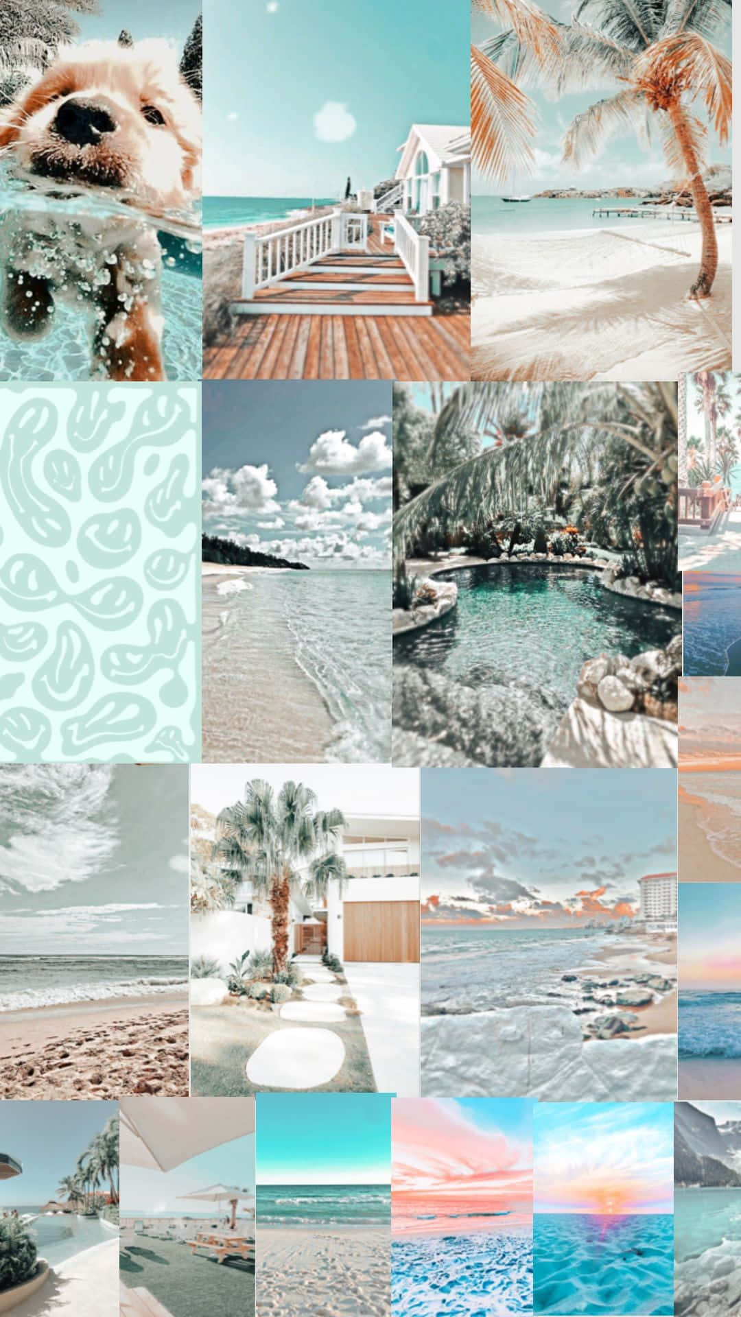 Preppy Zomer Vibes Collage Achtergrond