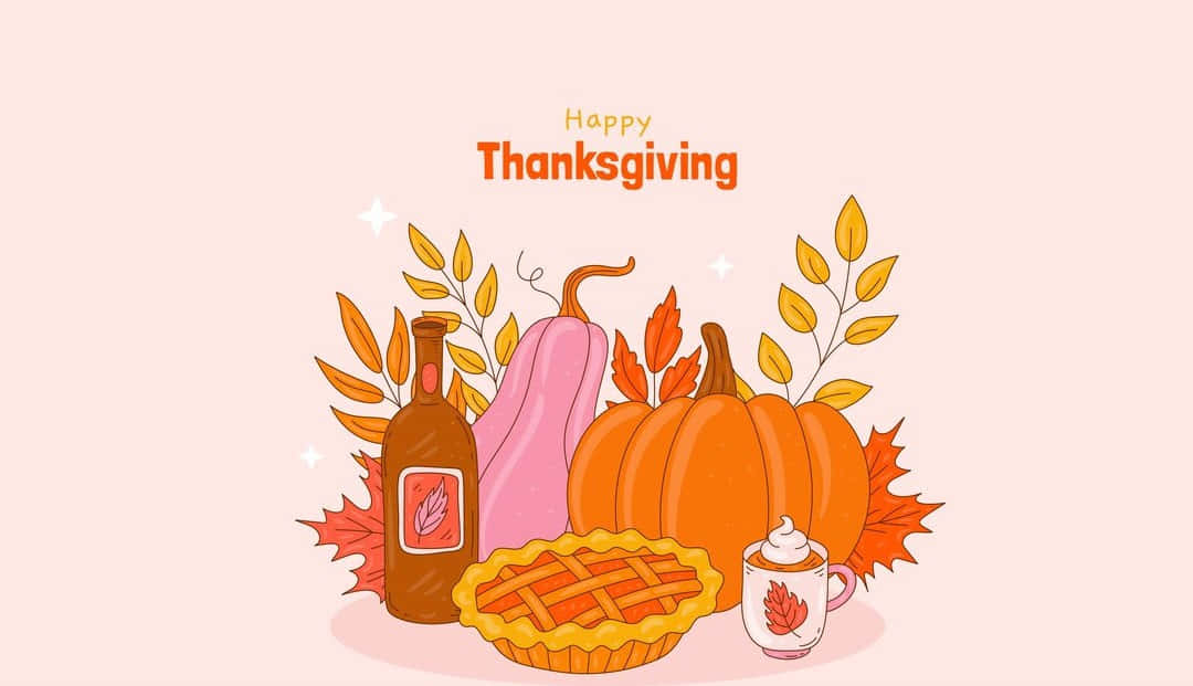 Preppy Thanksgiving Celebration Illustration Wallpaper