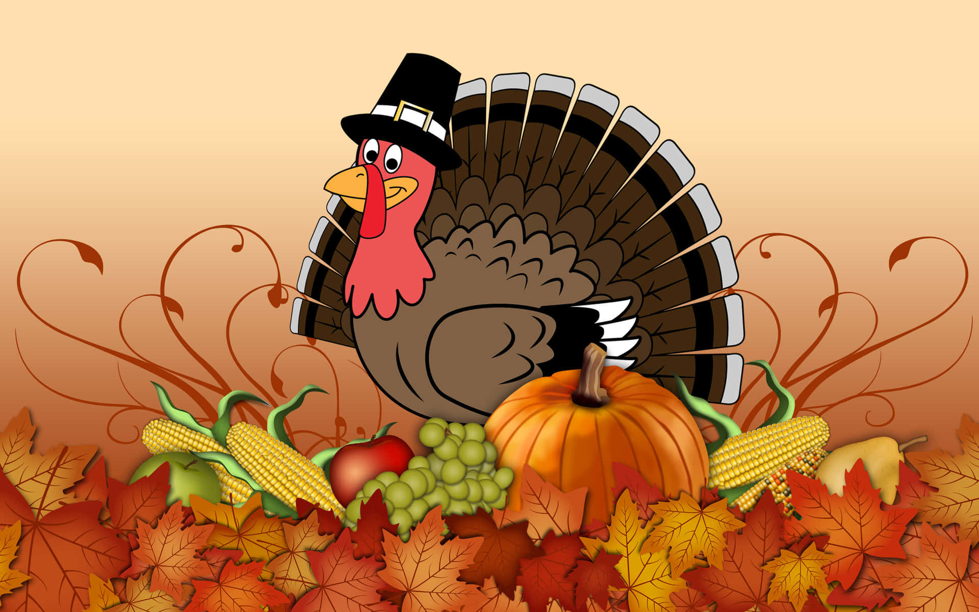 Preppy Thanksgiving Turkey Cartoon Wallpaper