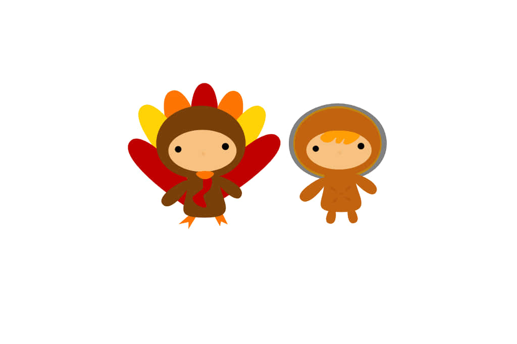 Preppy Thanksgiving Turkeyand Pilgrim Cartoons Wallpaper