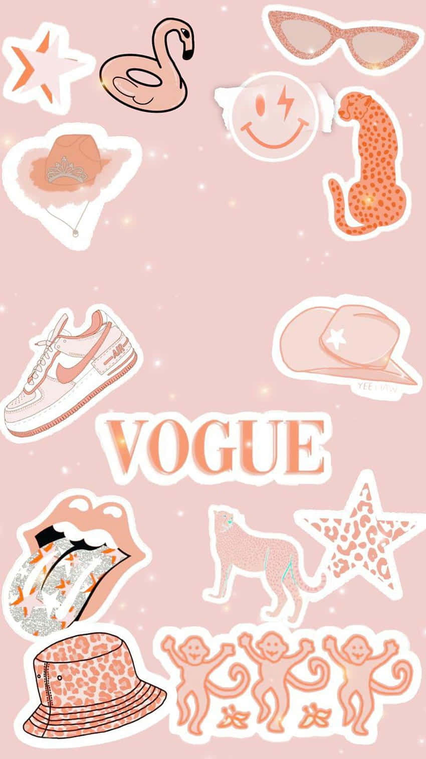 Preppy Vogue Sticker Collage Wallpaper