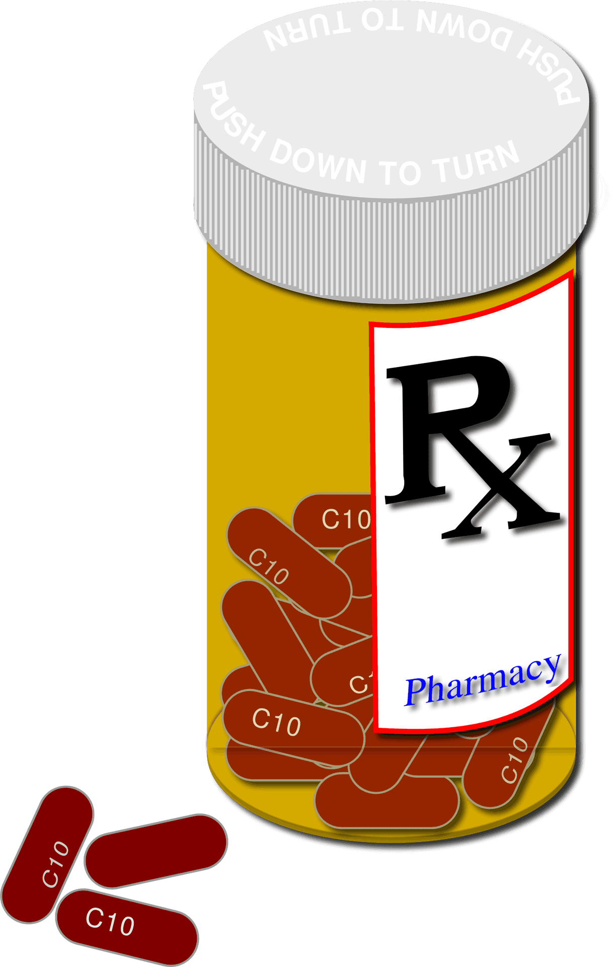 Prescription Medication Bottle With Pills PNG