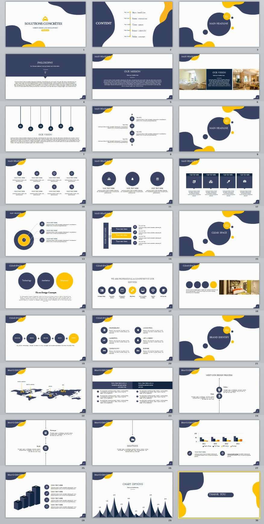 A Large Collection Of Blue And Yellow Powerpoint Templates