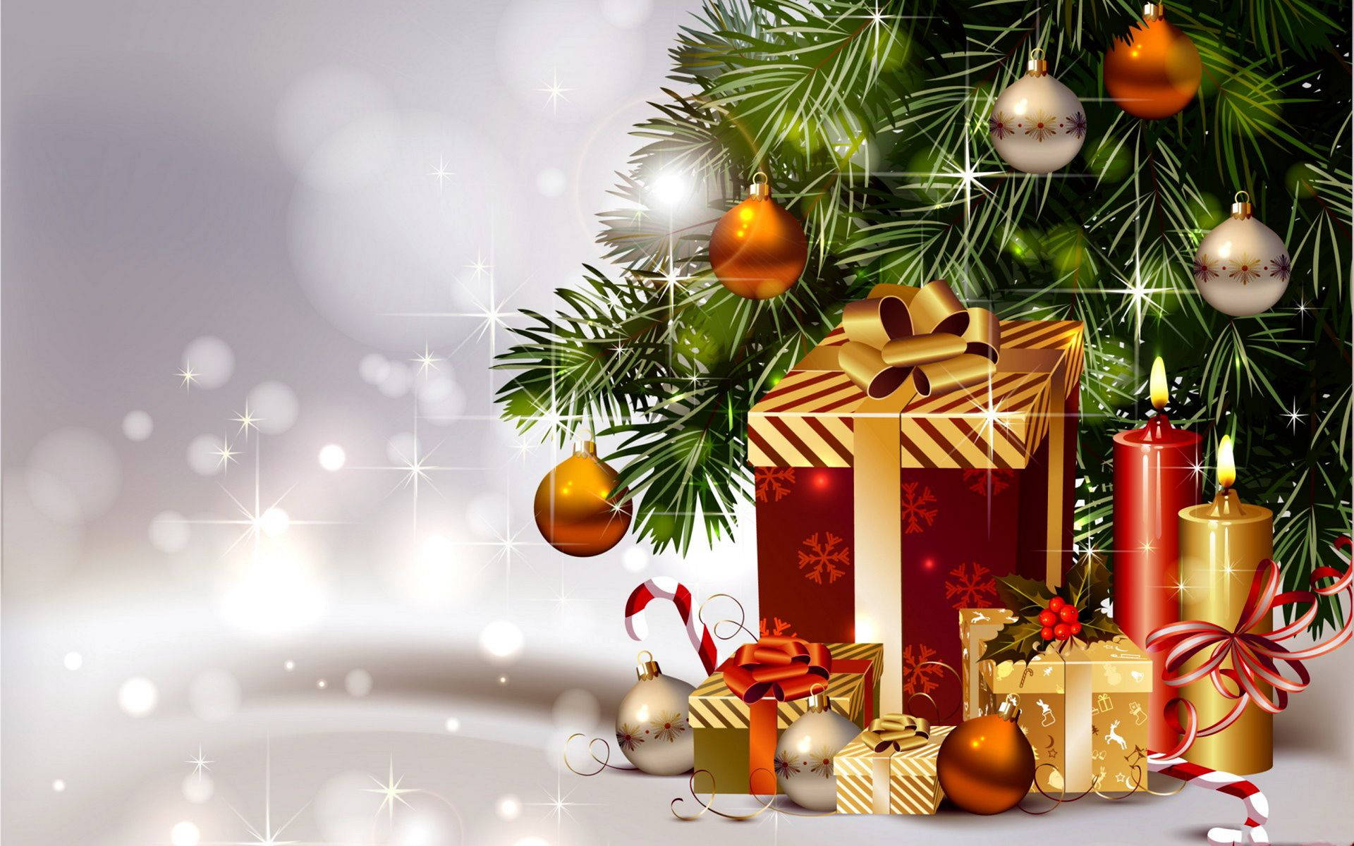 Presents In Christmas Tree Background