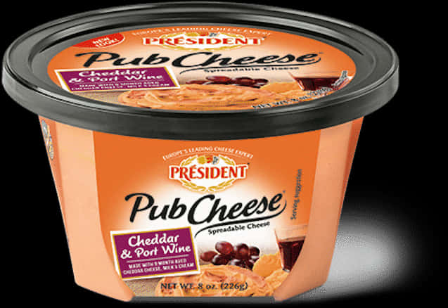 President Pub Cheese Cheddar Port Wine Spreadable PNG