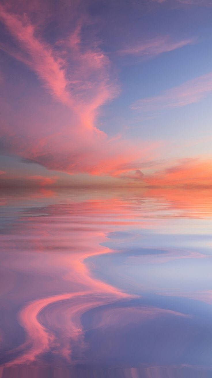 Pretty Background Lake Reflection Pink Clouds Background