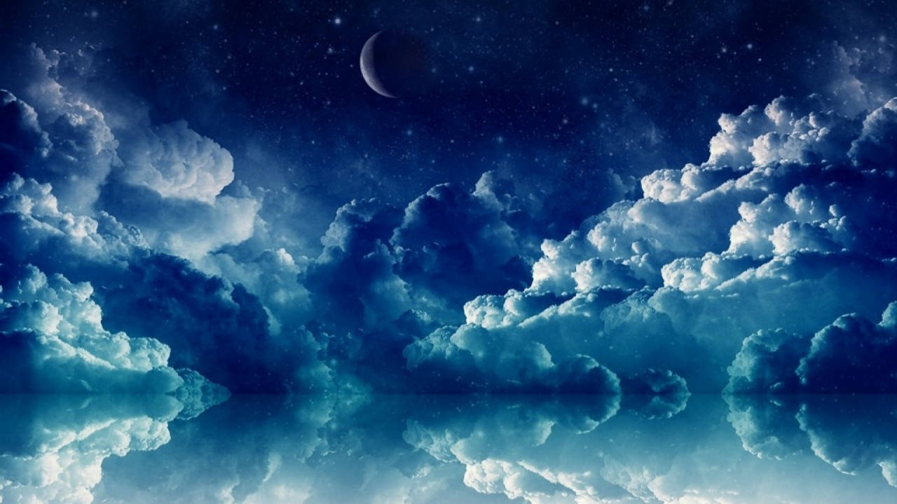 Pretty Background Night Clouds Moon Background