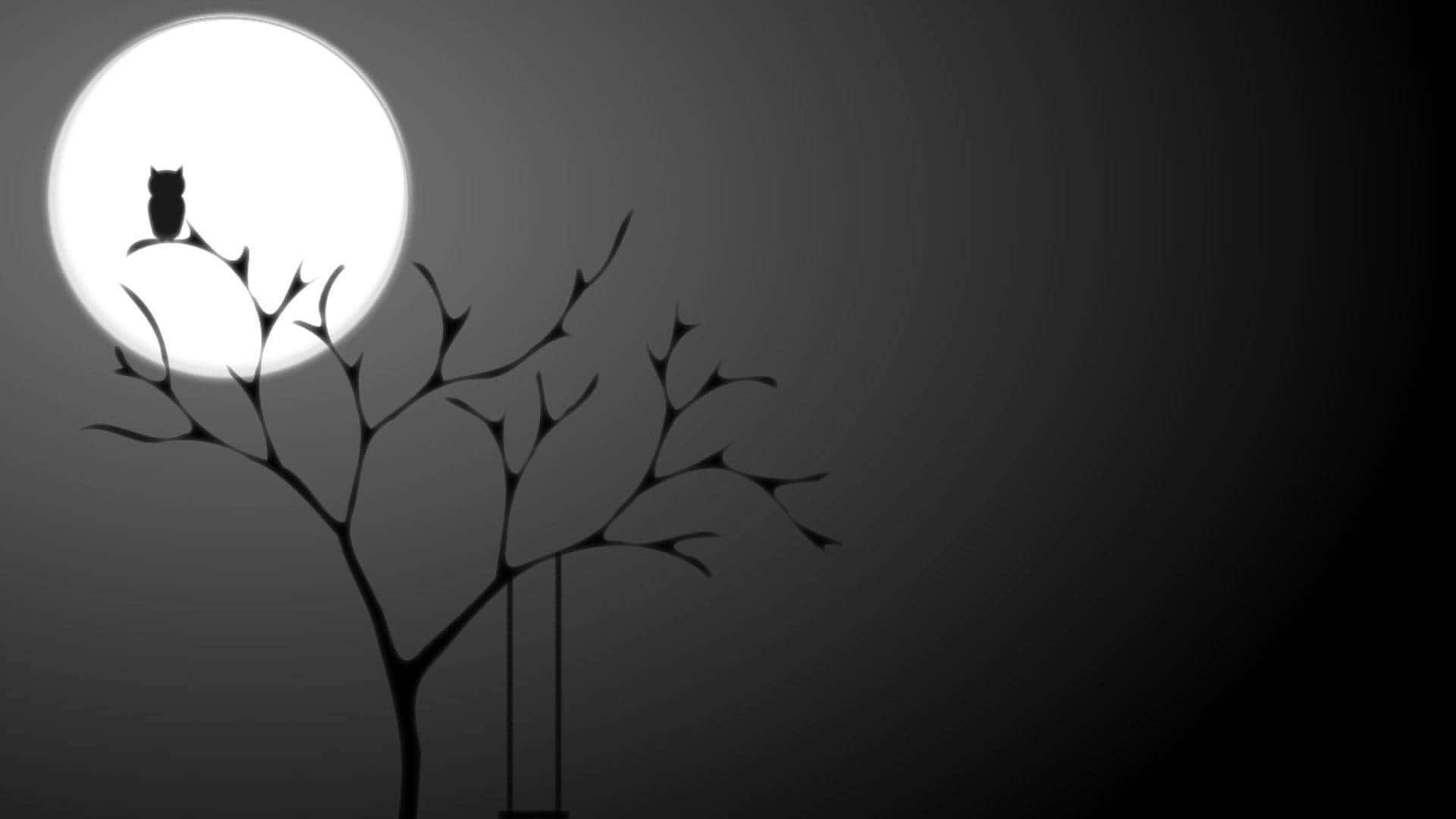 Owl Sitting On A Tree In The Moonlight Wallpaper