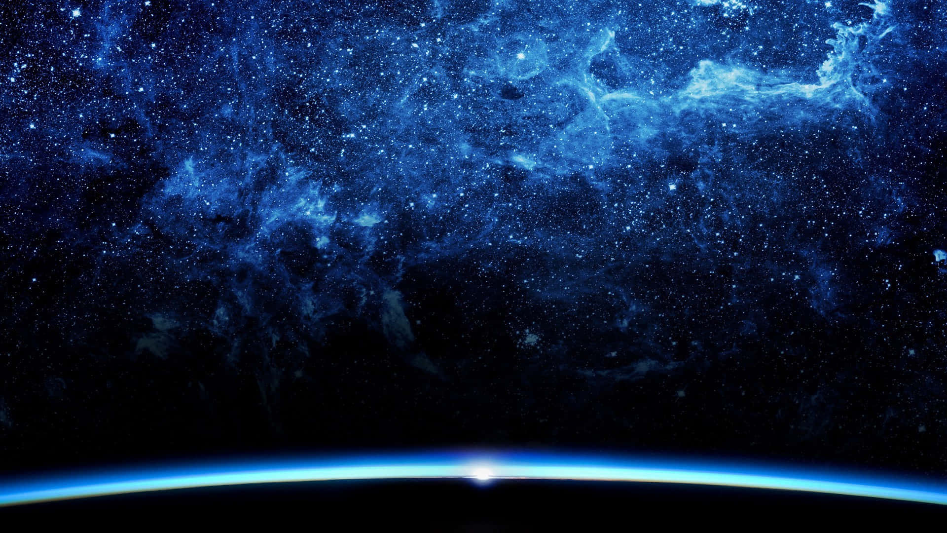 An Image Of The Earth And Space With Blue And White Stars