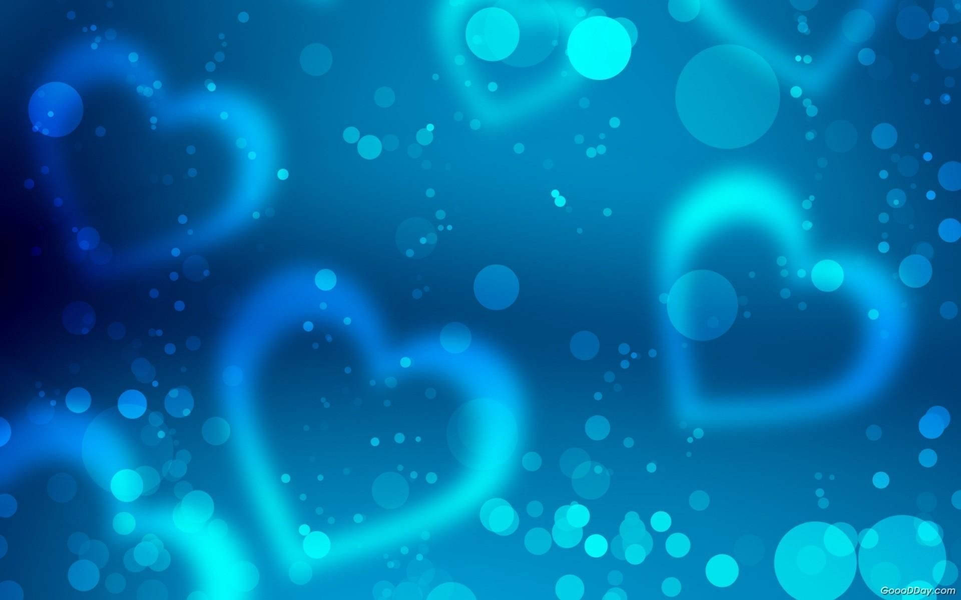 Pretty Blue Luminous Hearts Wallpaper