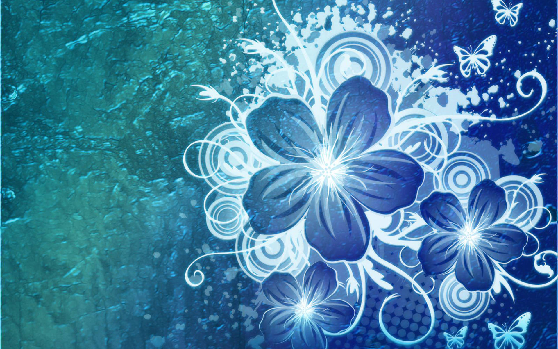 Hübscheblaue Blumenkunst Wallpaper