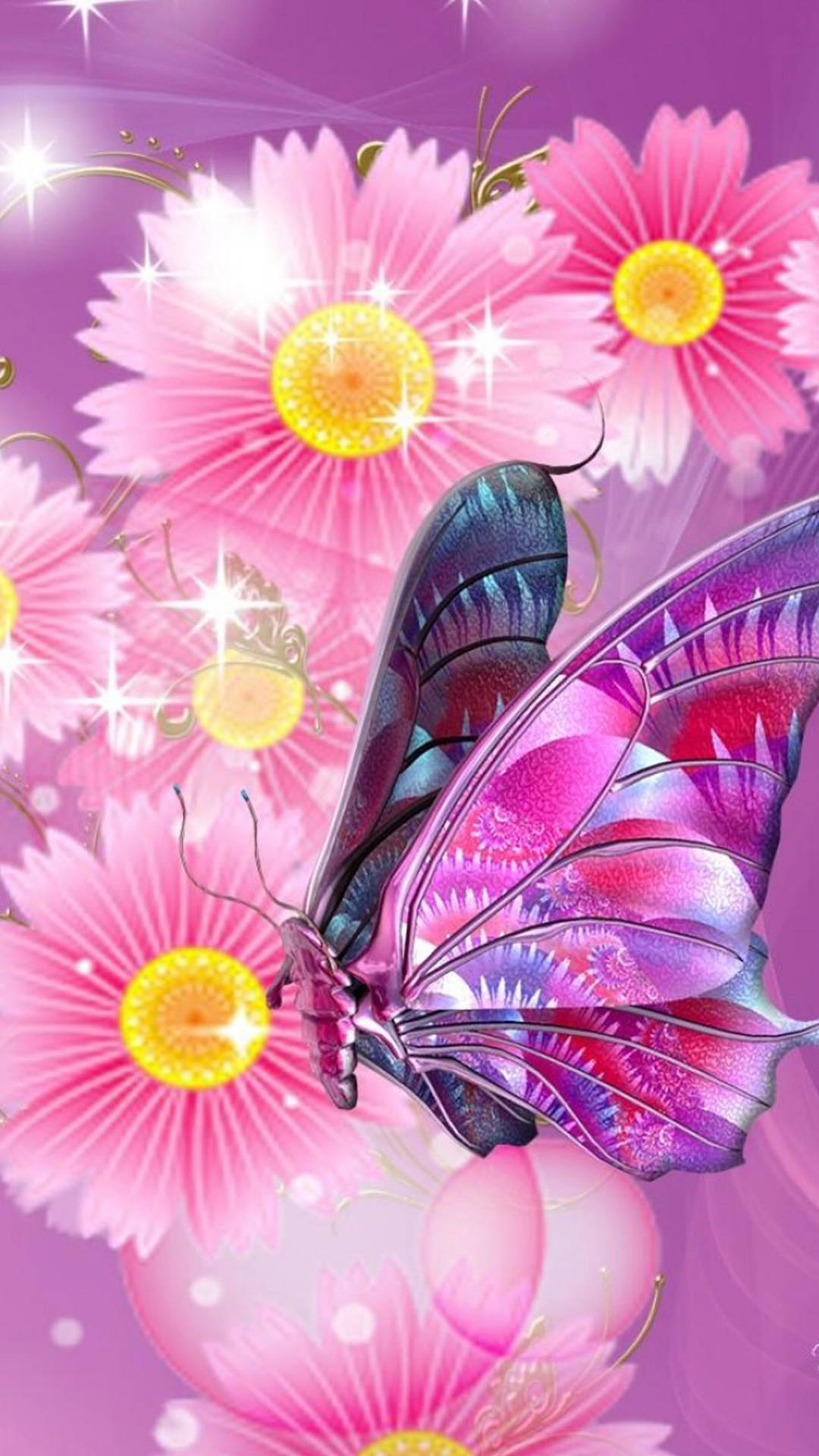 Pretty Butterfly Flower Lock Screen