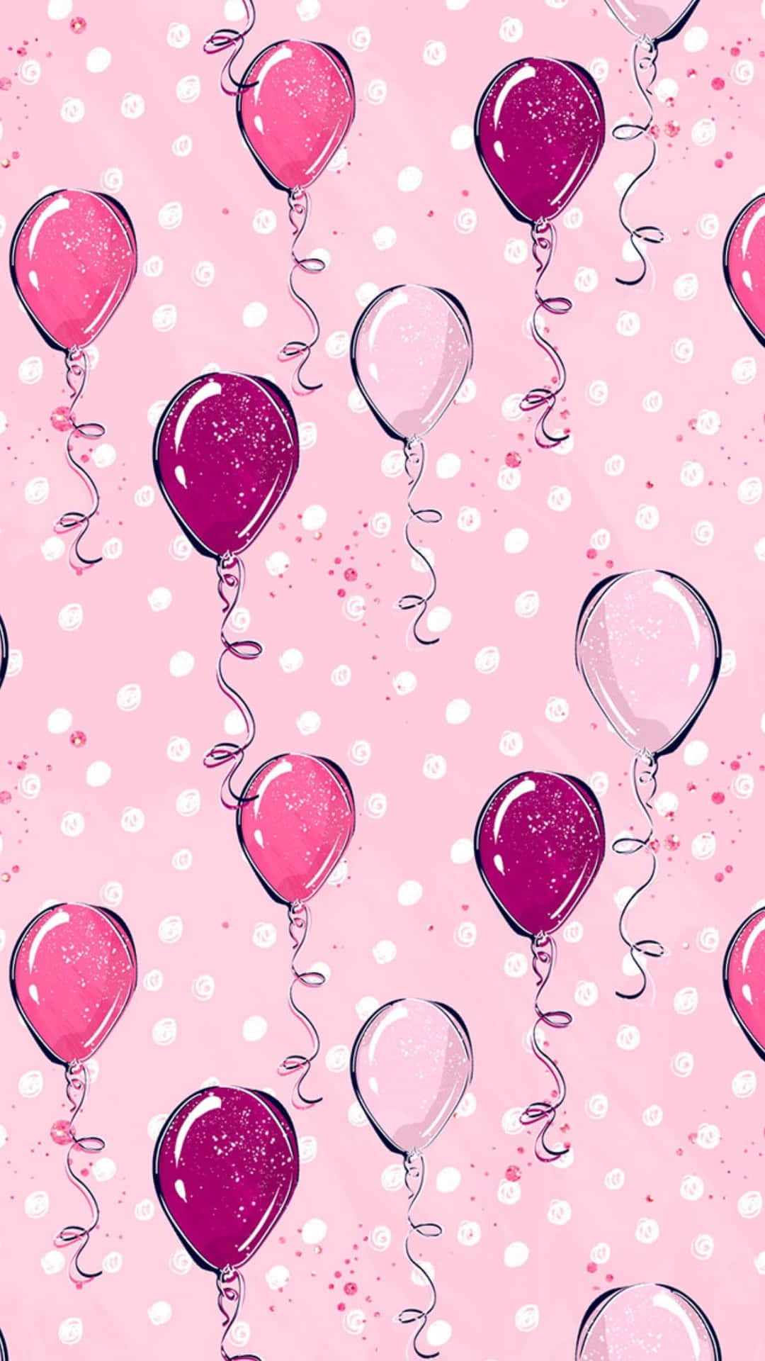 Lyserød og lyserøde balloner på en lyserød baggrund Wallpaper