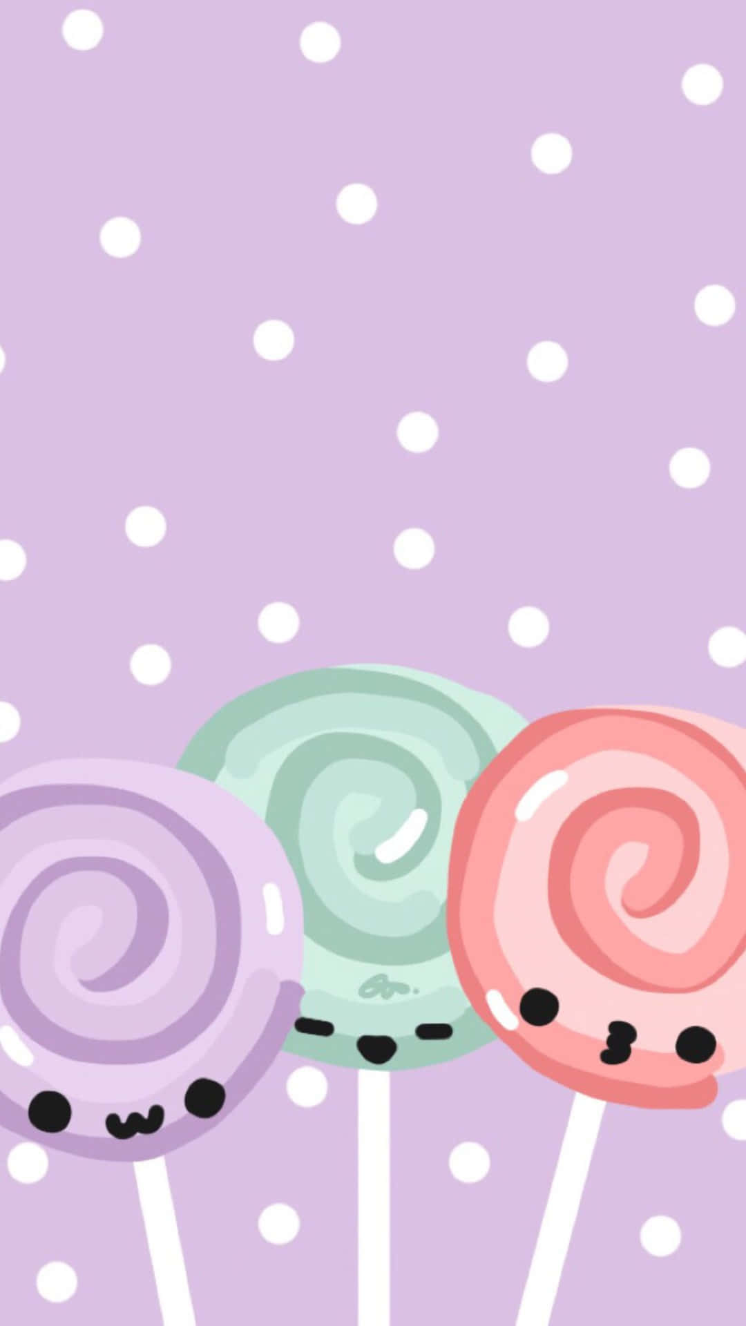 Pretty Cute Phone Lollipop Candies Background