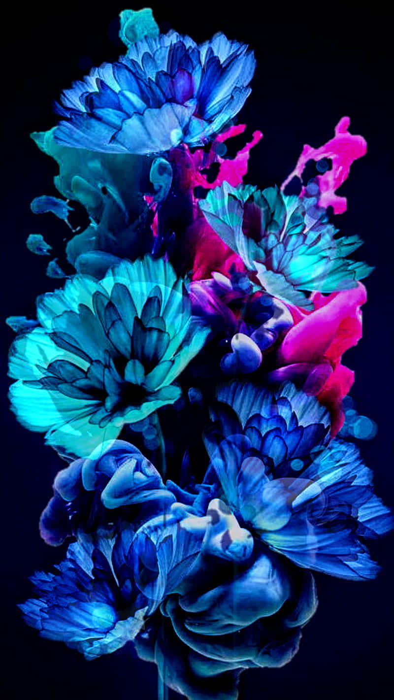 A Blue And Purple Flower With A Black Background Wallpaper